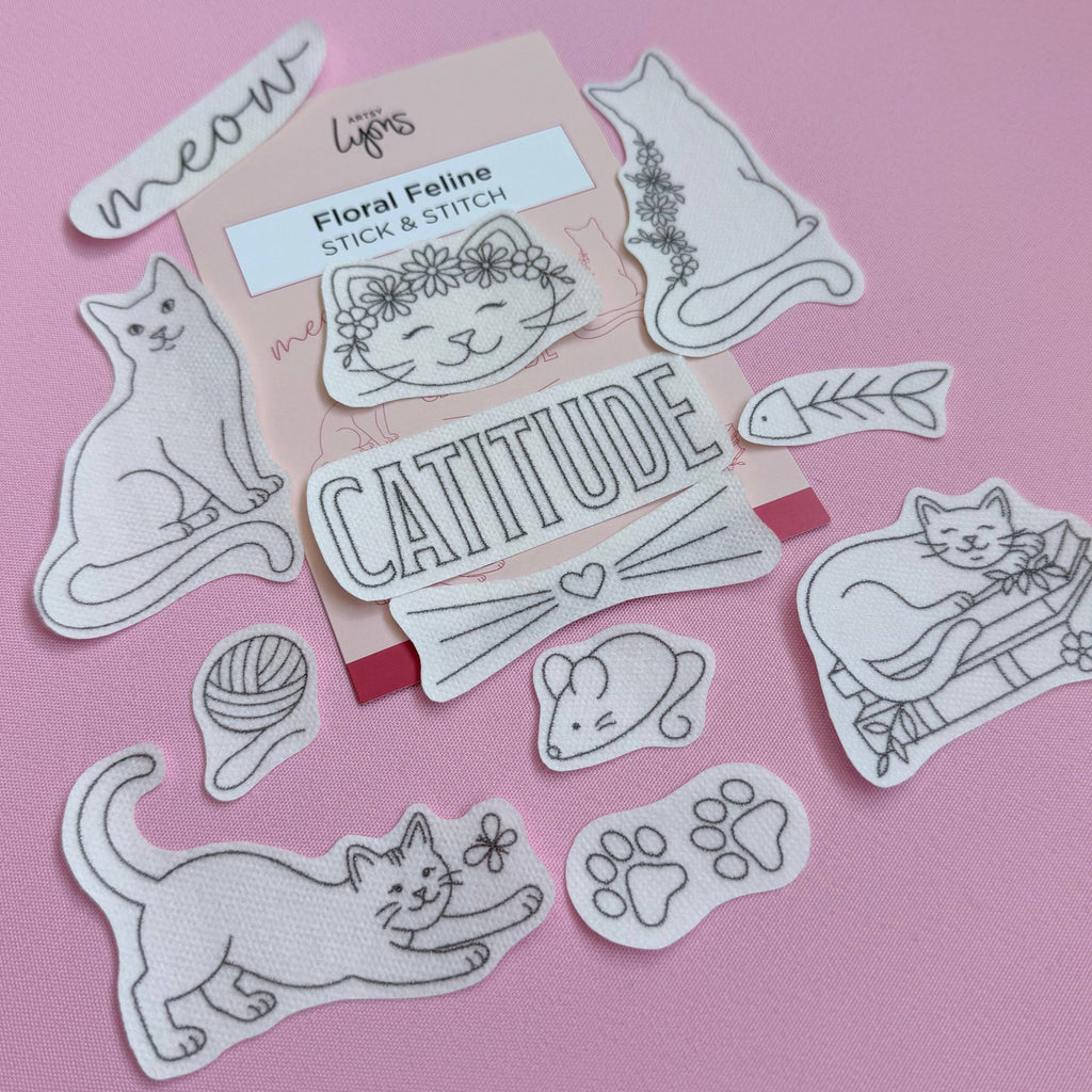 Floral Feline Stick & Stitch Set