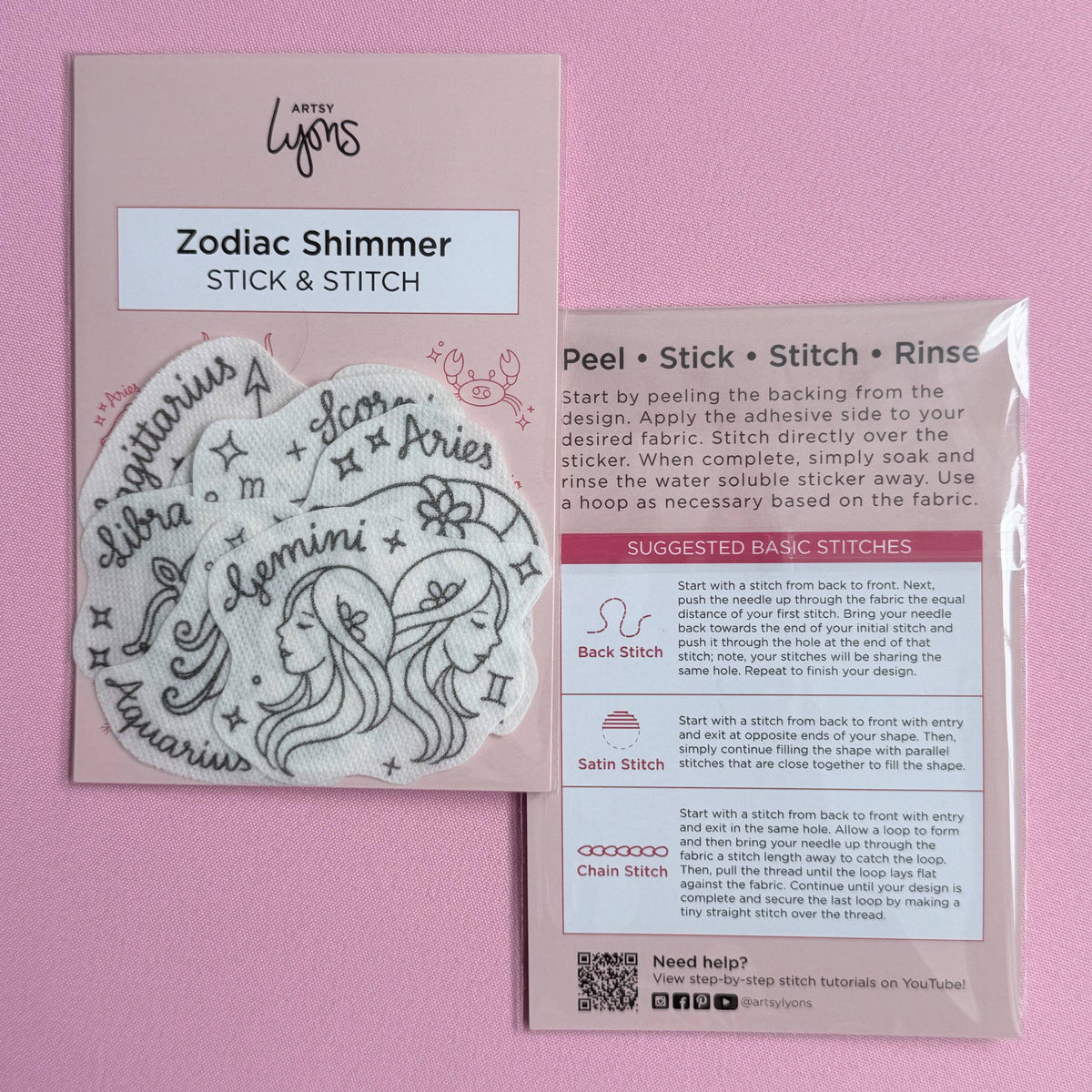 Zodiac Shimmer Stick & Stitch Set